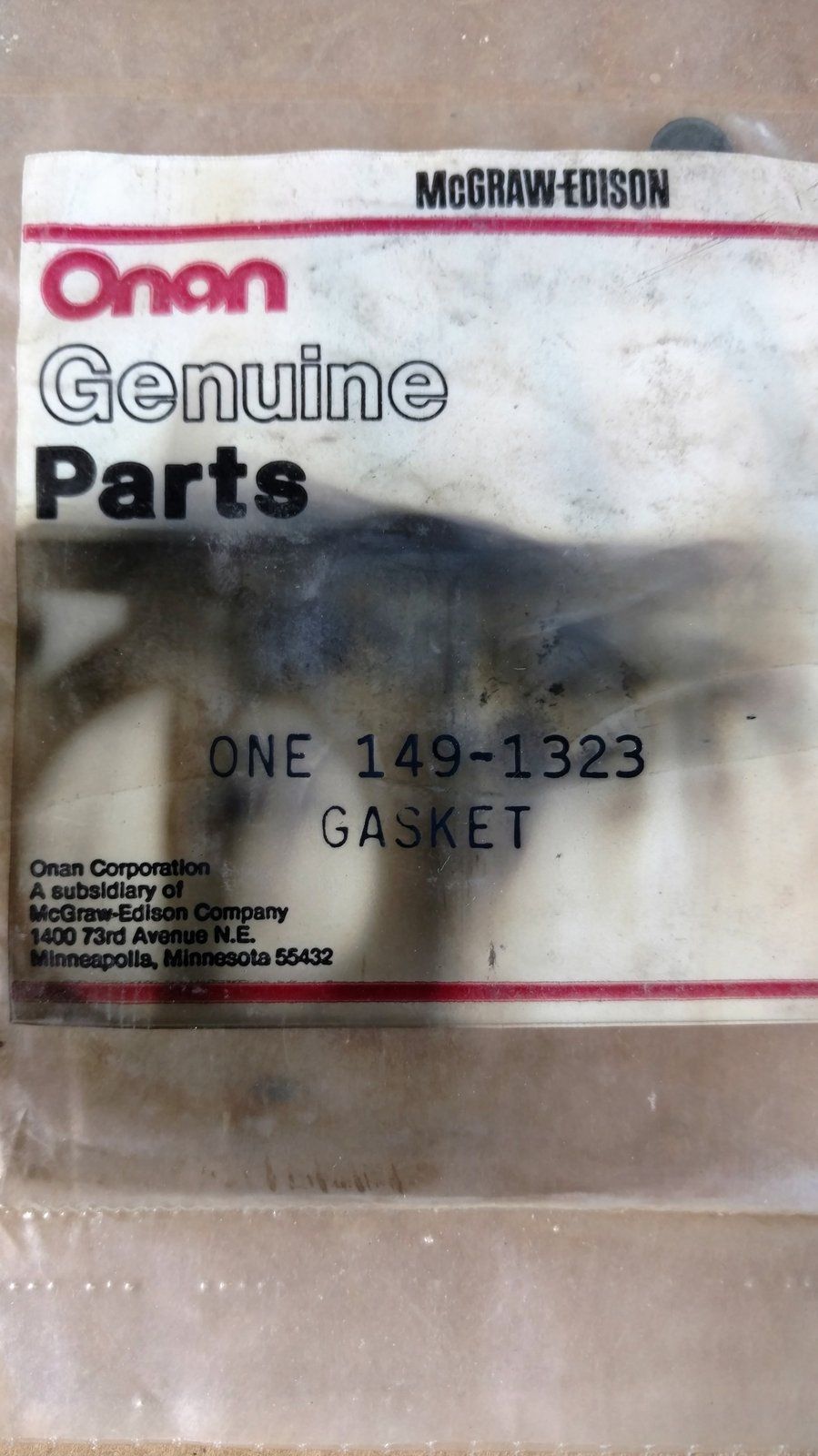 C20738 GASKET - COVER TO VALVE PLATE - ONAN 149-1323 - Ingersoll/Case Tractor Part