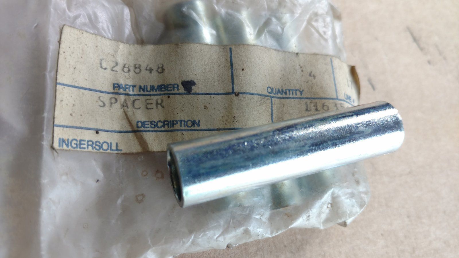 C26848 SPACER - TUBE .402x500x2.00 - Ingersoll/Case Tractor Part
