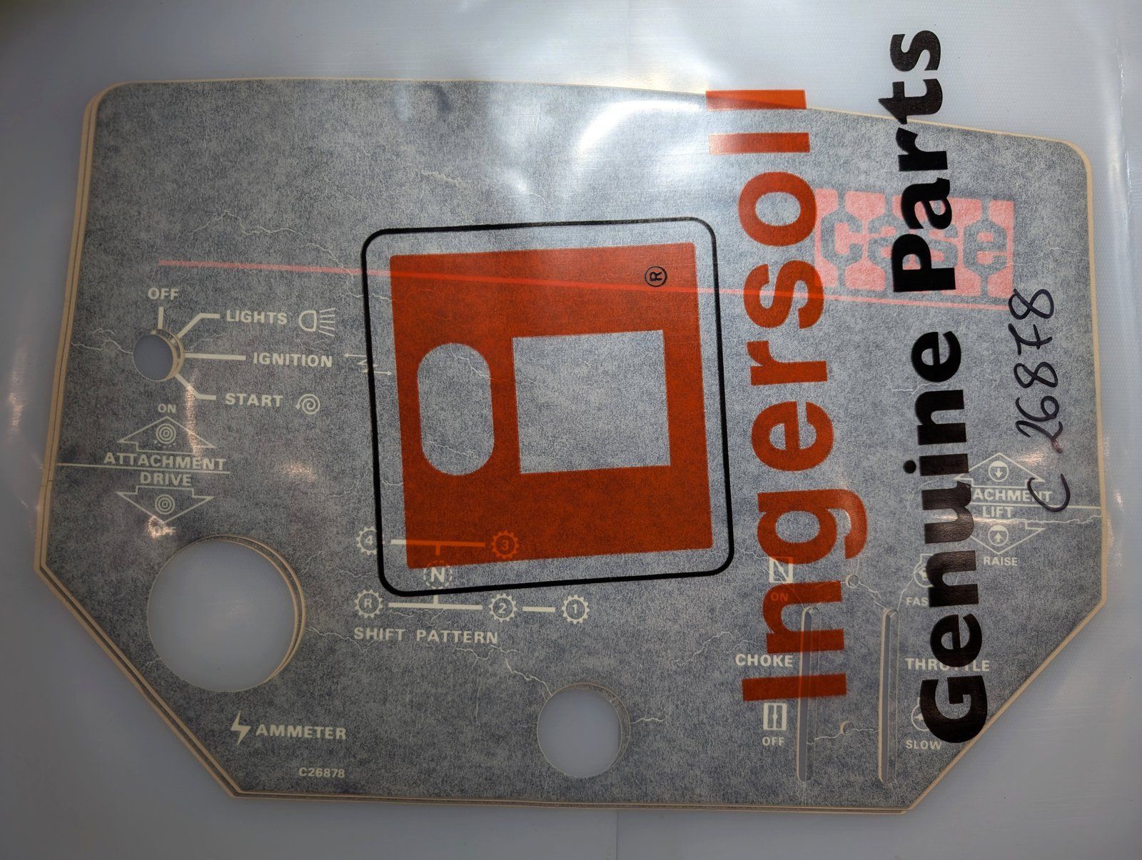 C26878 DECAL INSTRUMENT PANEL - Ingersoll/Case Tractor Part