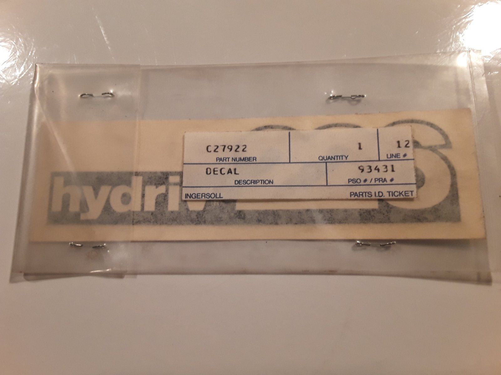 C27922 DECAL RH 226 HYDRIV - Ingersoll/Case Tractor Part
