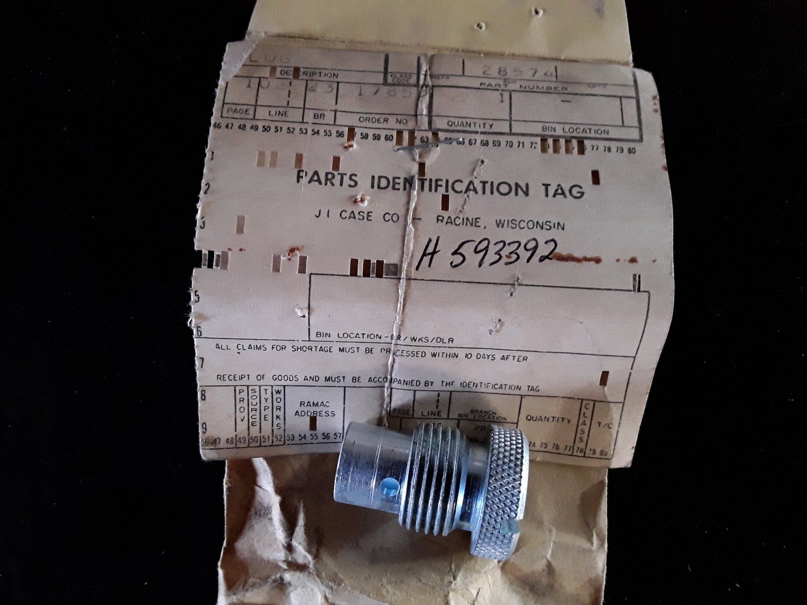 C28574 TUBE ASSY/BOOM CYL JI CASE H593392 - Ingersoll/Case Tractor Part