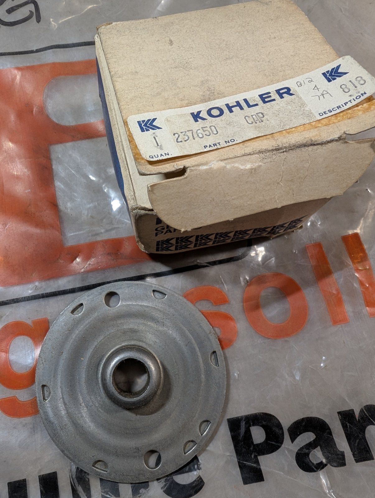C28689 CAP KOHLER 237650 4508105S - Ingersoll/Case Tractor Part