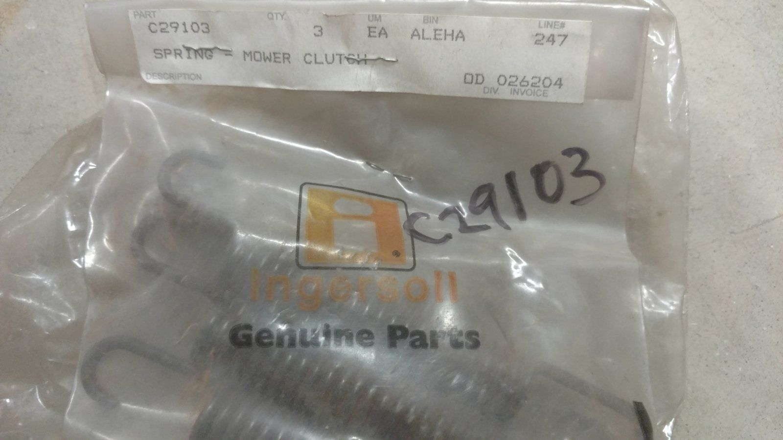 C29103 SPRING - EXTENSION 4.75 - Ingersoll/Case Tractor Part