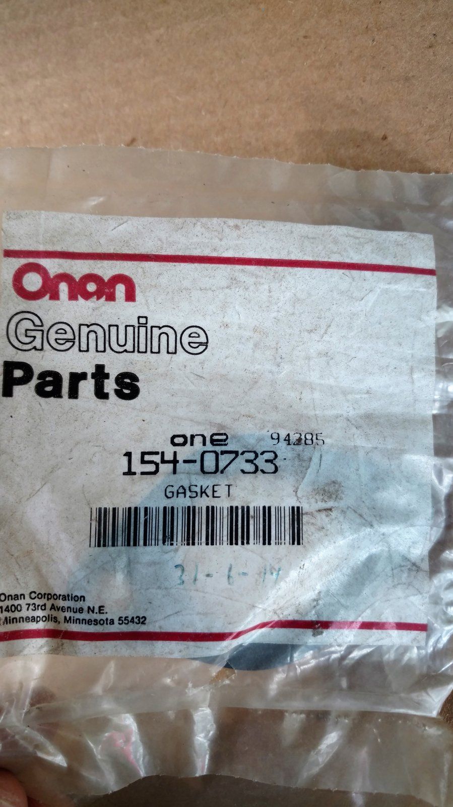 C29969 GASKET - CARB TO INTAKE B & P - ONAN 154-0733 - Ingersoll/Case Tractor Part