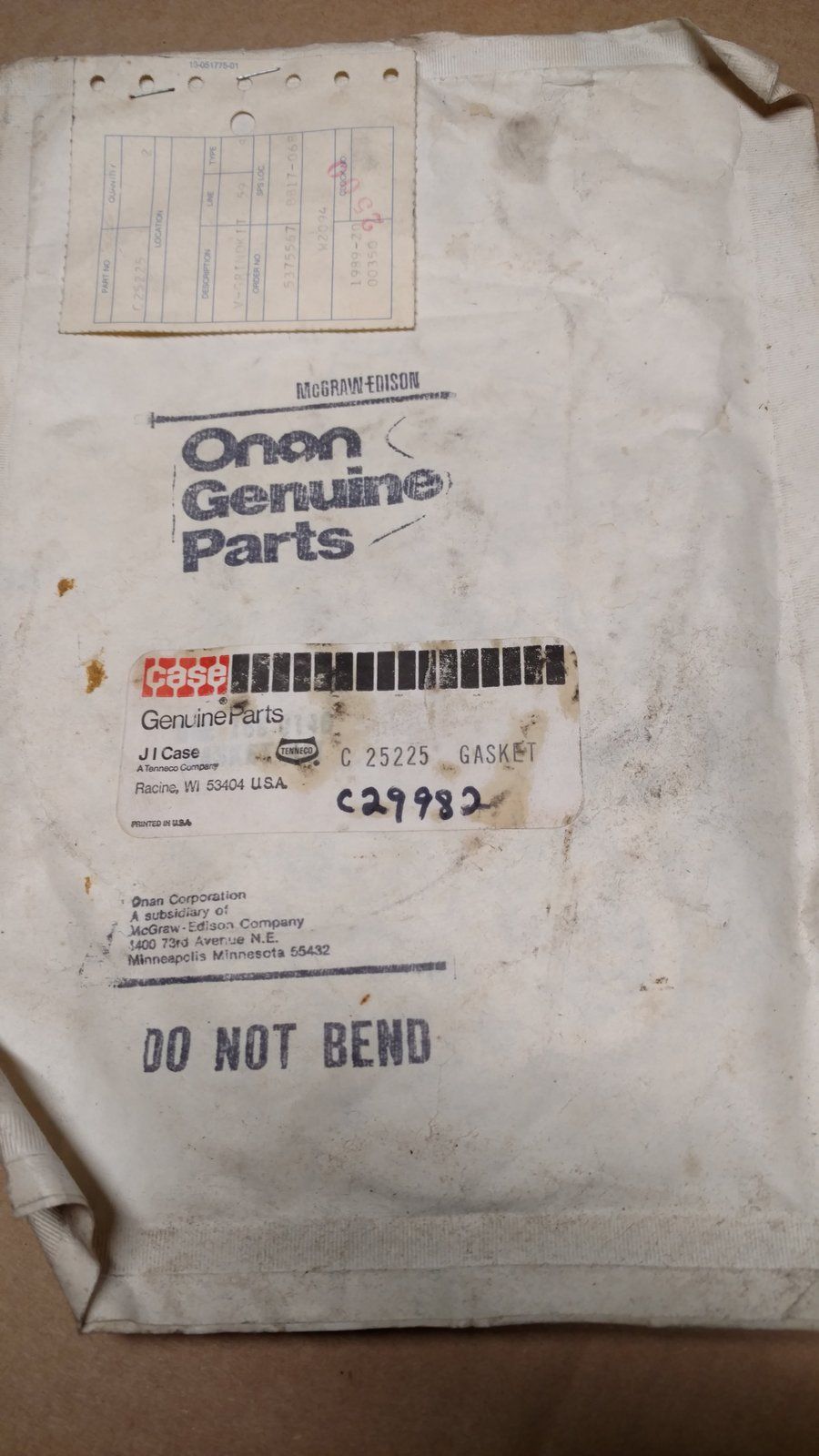 C29982 GASKET SET ONAN 168-0189 - Ingersoll/Case Tractor Part