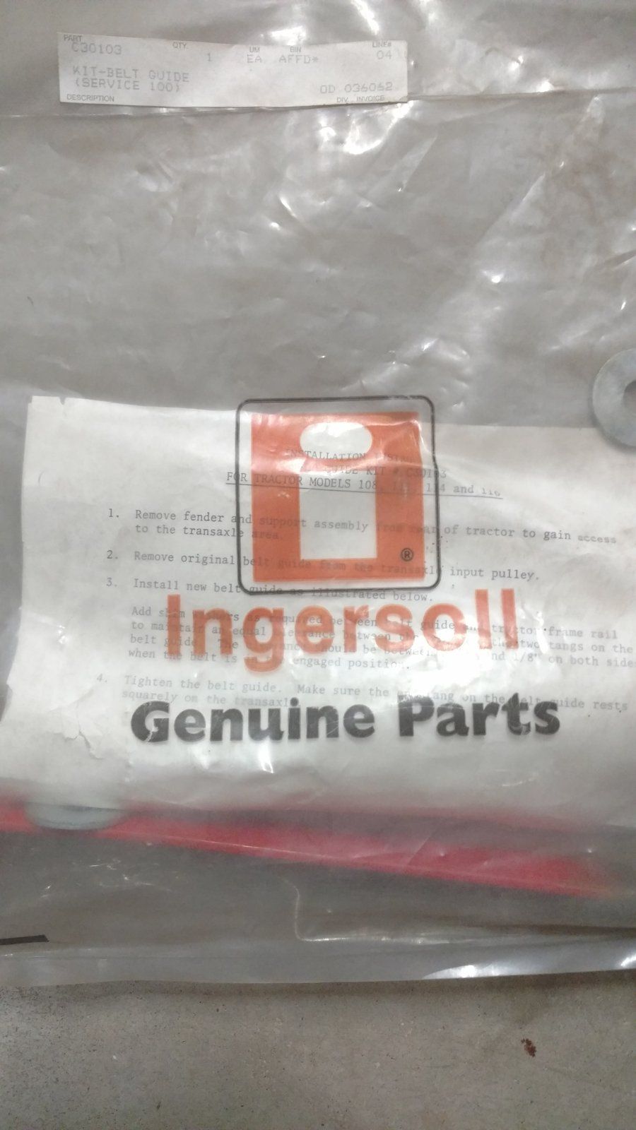 C30103 KIT - BELT GUIDE (SERVICE 100) - Ingersoll/Case Tractor Part