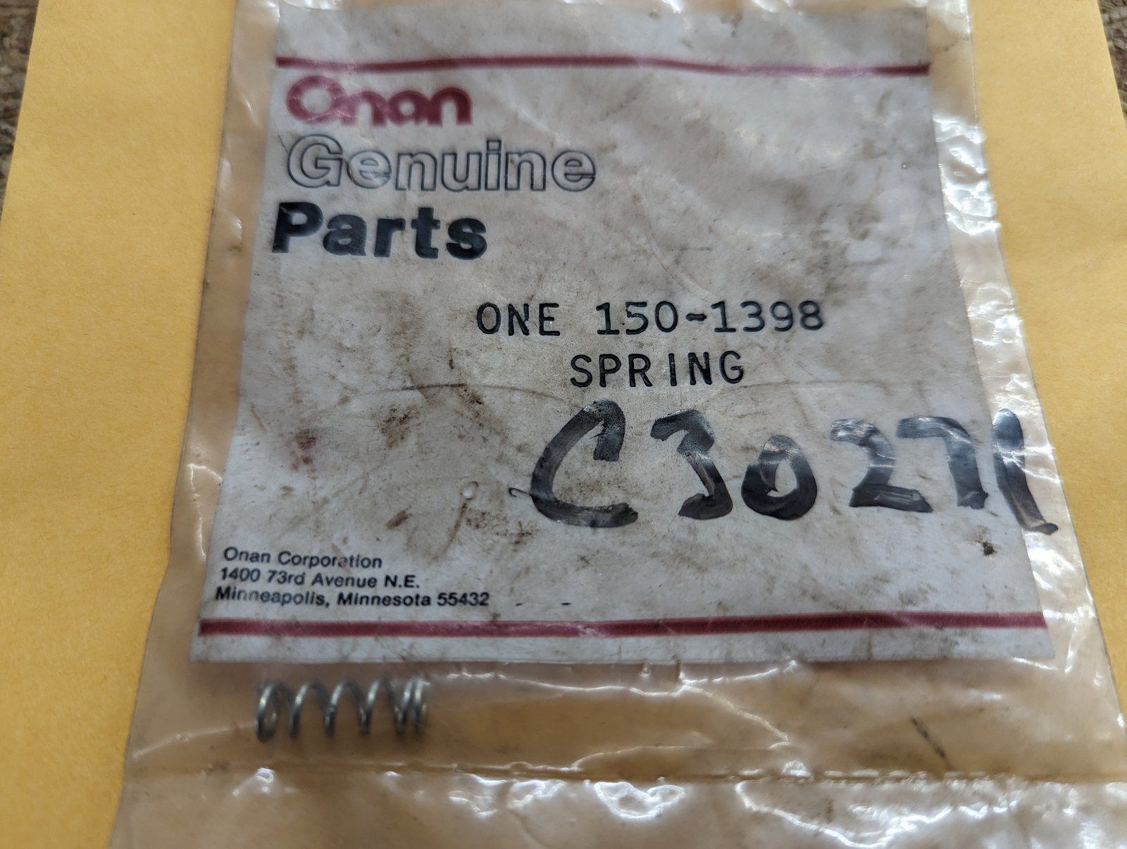 C30271 ONAN 150-1398 SPRING - Ingersoll/Case Tractor Part