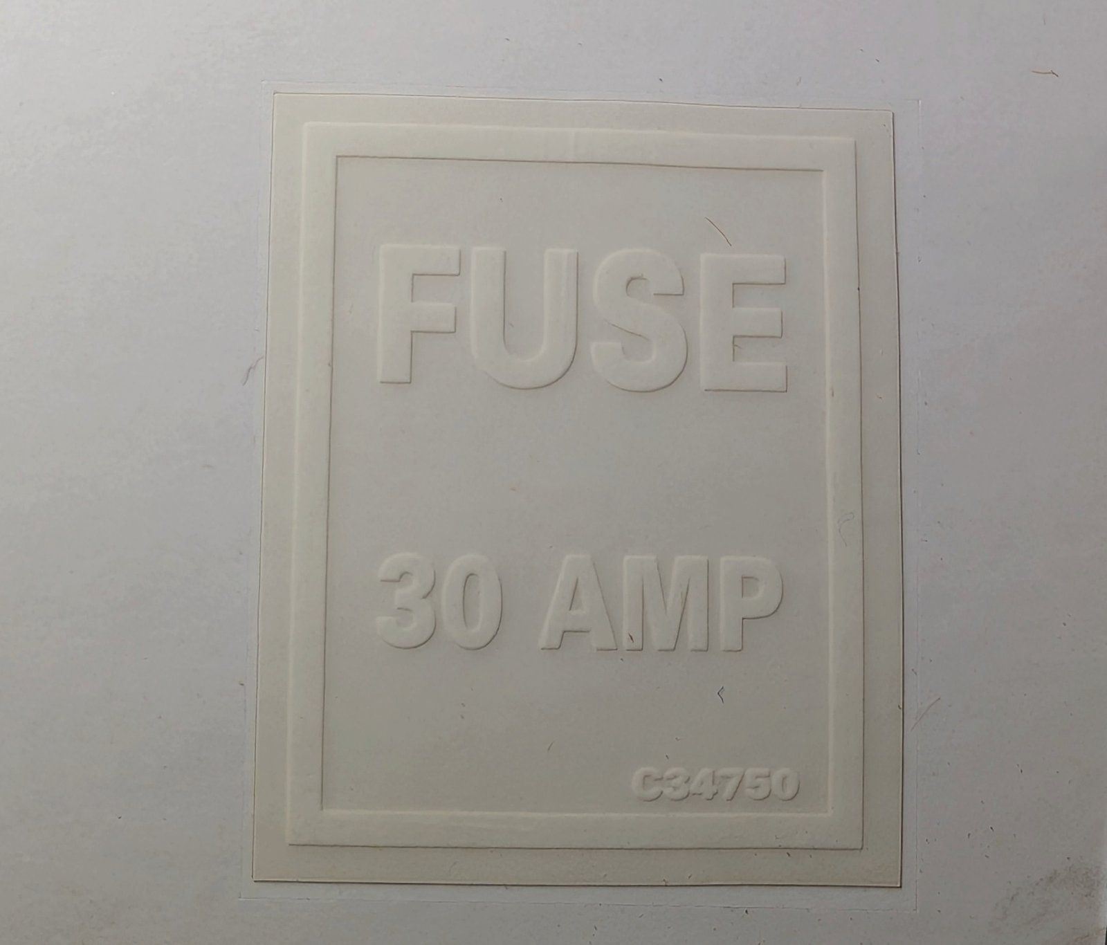 C34750 DECAL 30 AMP FUSE - Ingersoll/Case Tractor Part