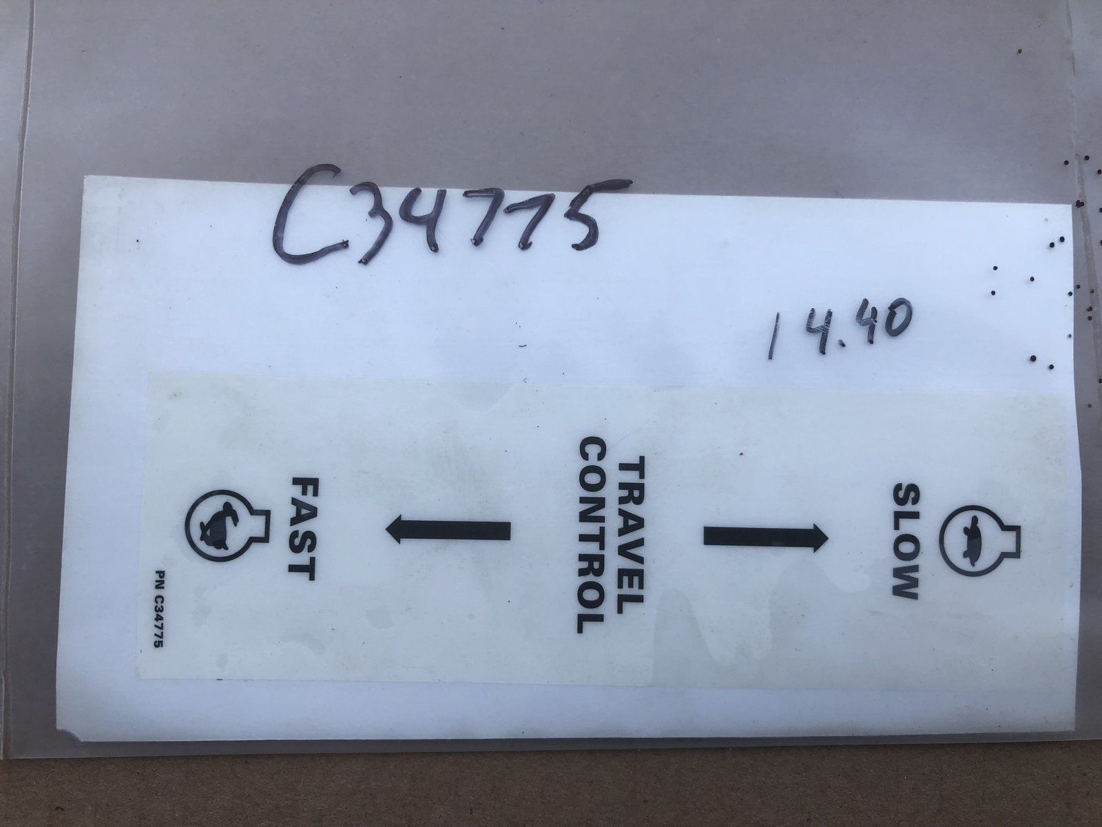 C34775 TRAVEL CONTROL DECAL - Ingersoll/Case Tractor Part