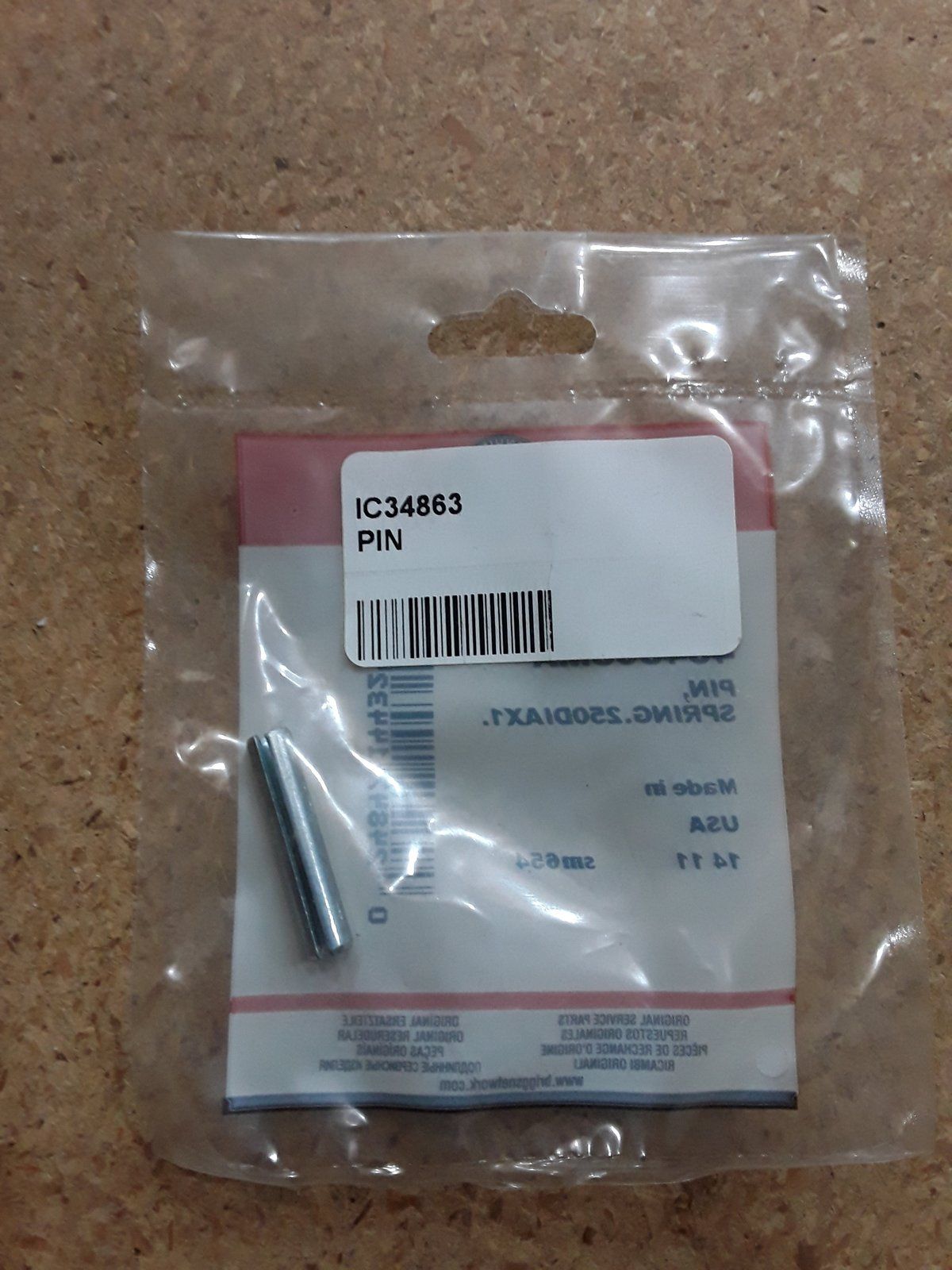 C34863 PIN SPRING BRIGGS 454565MA - Ingersoll/Case Tractor Part