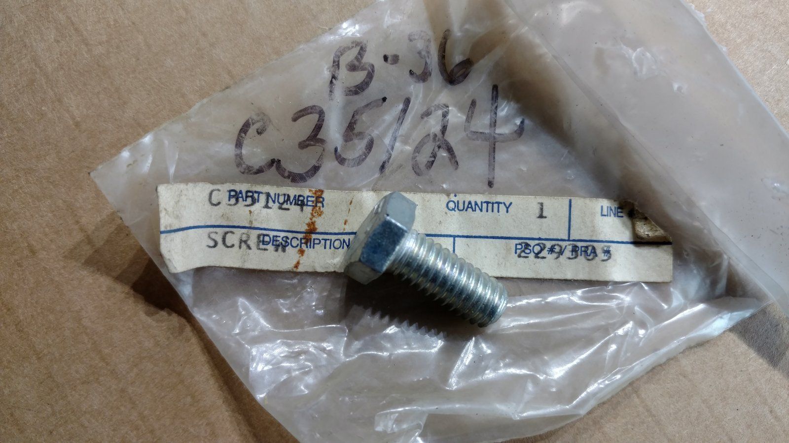 C35124 BOLT 5/16-18 X 1 HX HD GR5 113-103 - Ingersoll/Case Tractor Part