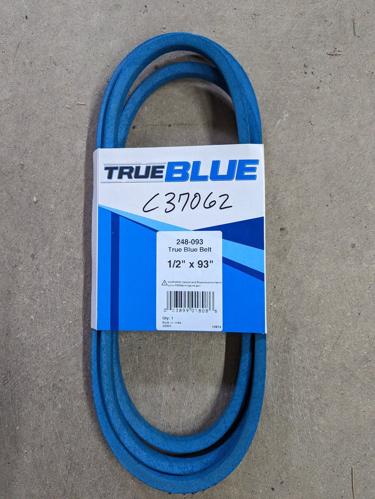 C37062 BELT - "A"x92.92 (AHRM48) 75-493 248-093 A91K - Ingersoll/Case Tractor Part