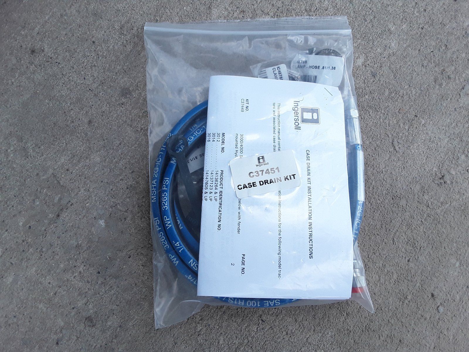 C37451 KIT - CASE DRAIN FOR 200 - 400 SERIES - Ingersoll/Case Tractor Part