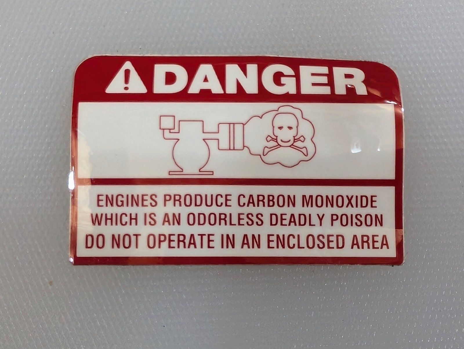 C37500 ( replaces G9005723 ) DECAL DANGER CARBON MONOXIDE BRIGGS 272074 - Ingersoll/Case Tractor Part