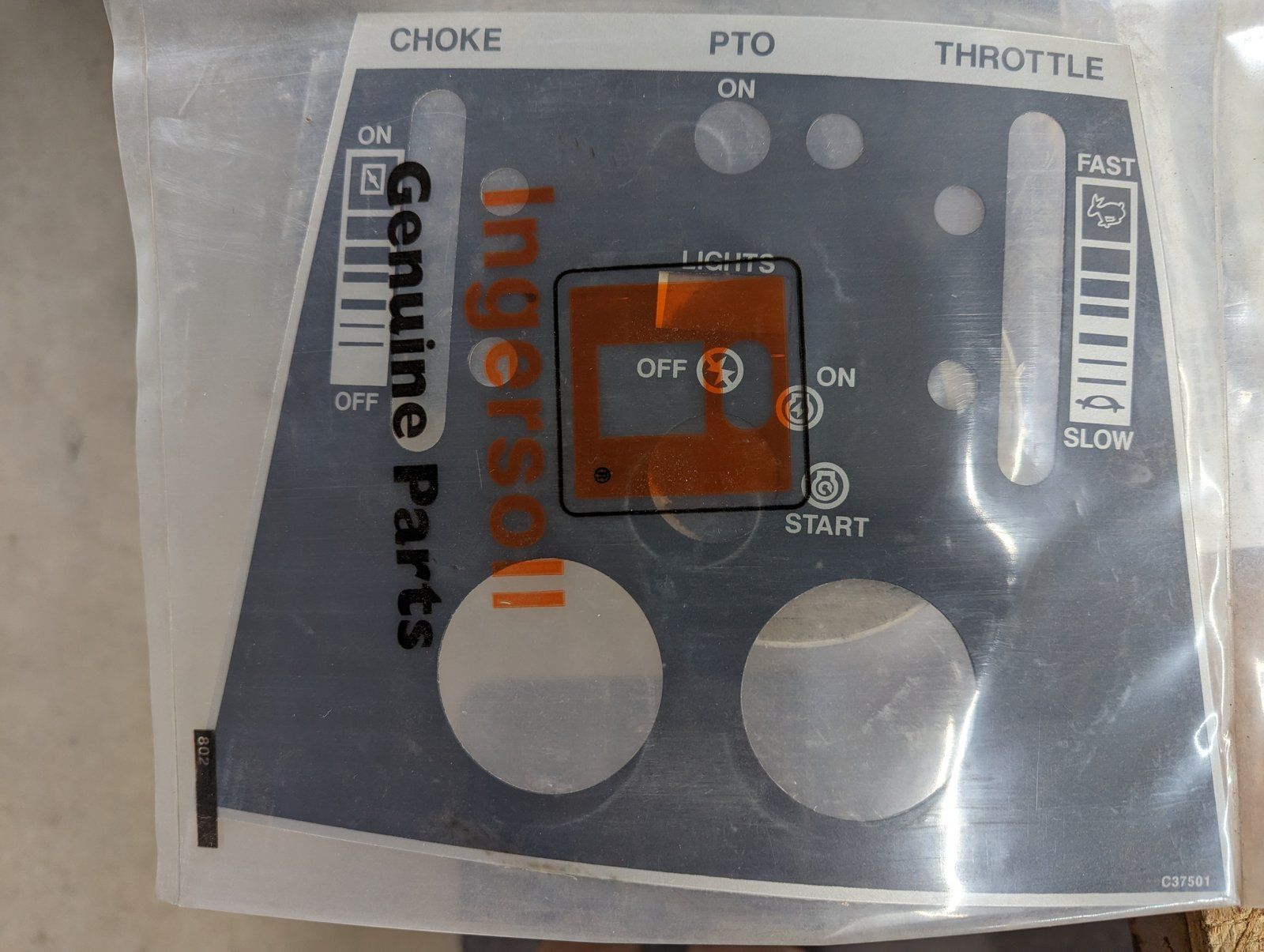 C37501 ( replaces G9021210 ) DECAL - INSTRUMENT PANEL - Ingersoll/Case Tractor Part