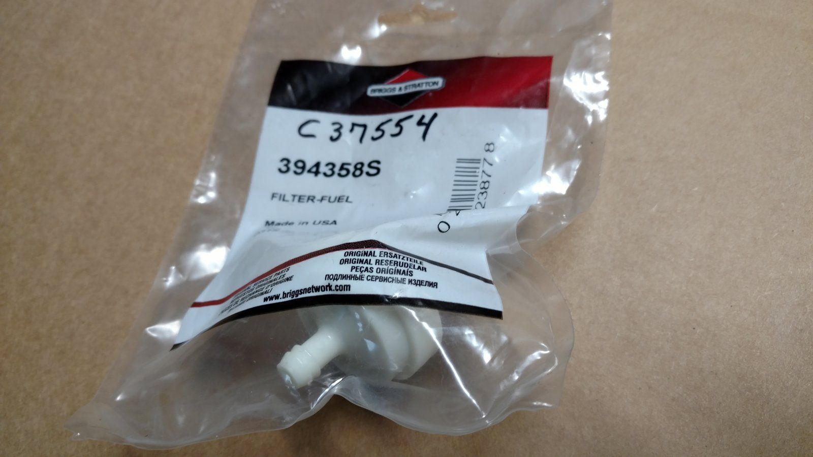 C37554 ( replaces G9005514 ) FILTER - FUEL 1.31 DIA x 1.8 LG BS 394358S - Ingersoll/Case Tractor Part