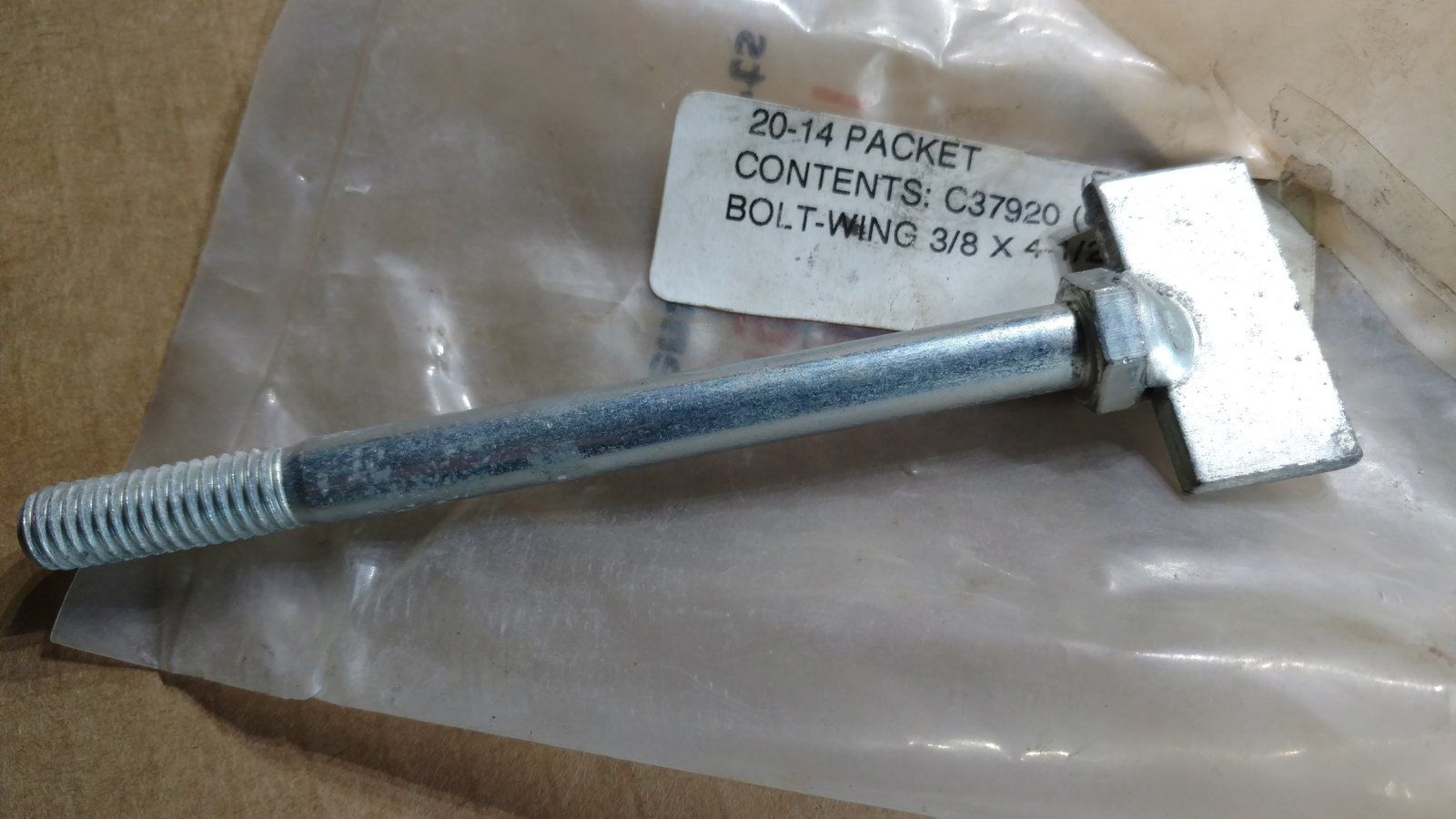 C37920 ( replaces G9006096 ) BOLT - WING 3/8x4-1/2 C44644 - Ingersoll/Case Tractor Part