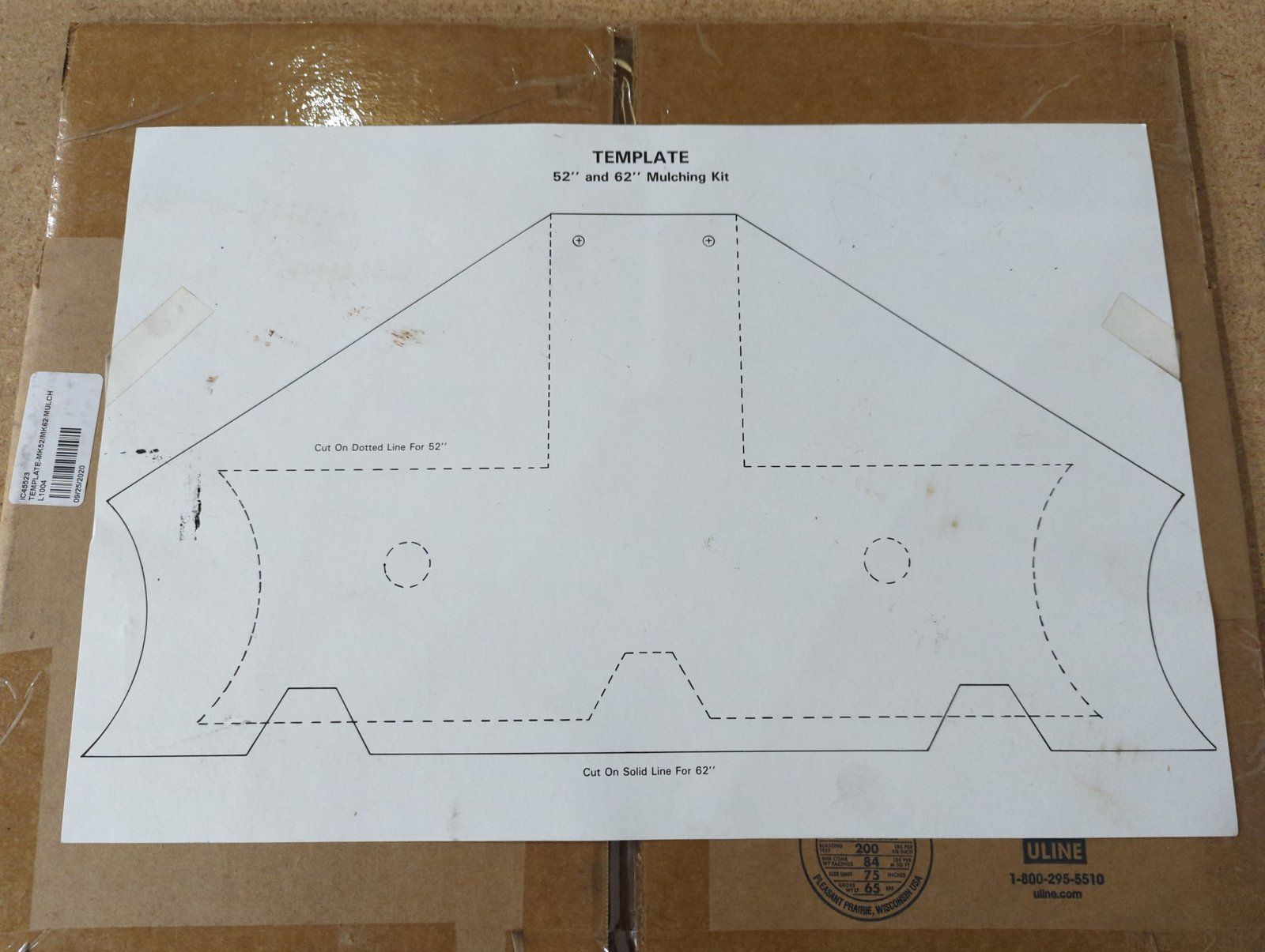 C45523 TEMPLATE-MK52/MK62 MULCHING - Ingersoll/Case Tractor Part