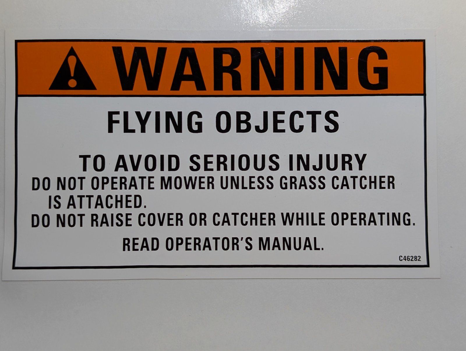 C46282 DECAL - WARNING FLYING OBJECTS - Ingersoll/Case Tractor Part