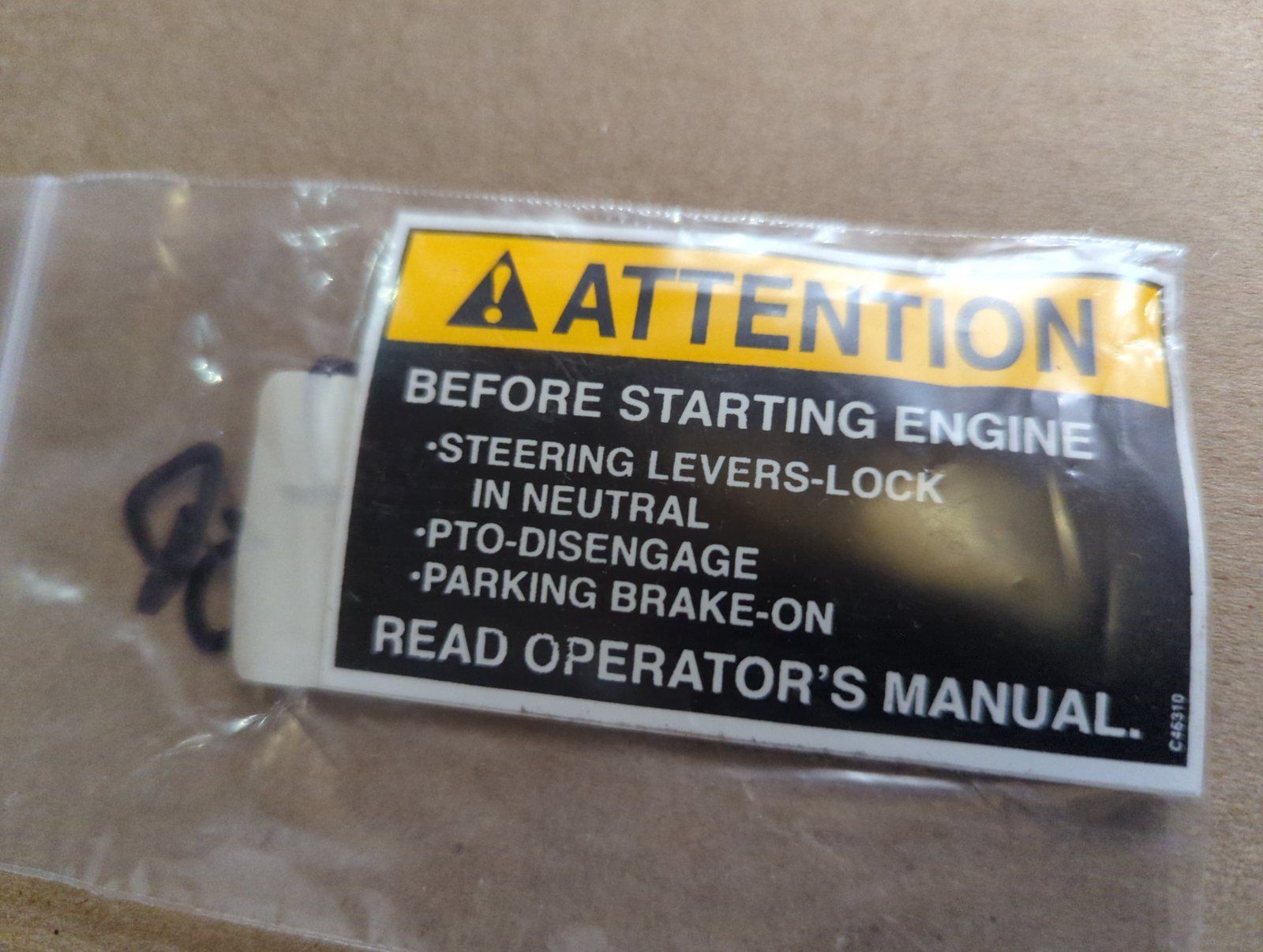 C46310 DECAL - ATTN: BEFORE STARTING FC G9005543 C37496 - Ingersoll/Case Tractor Part