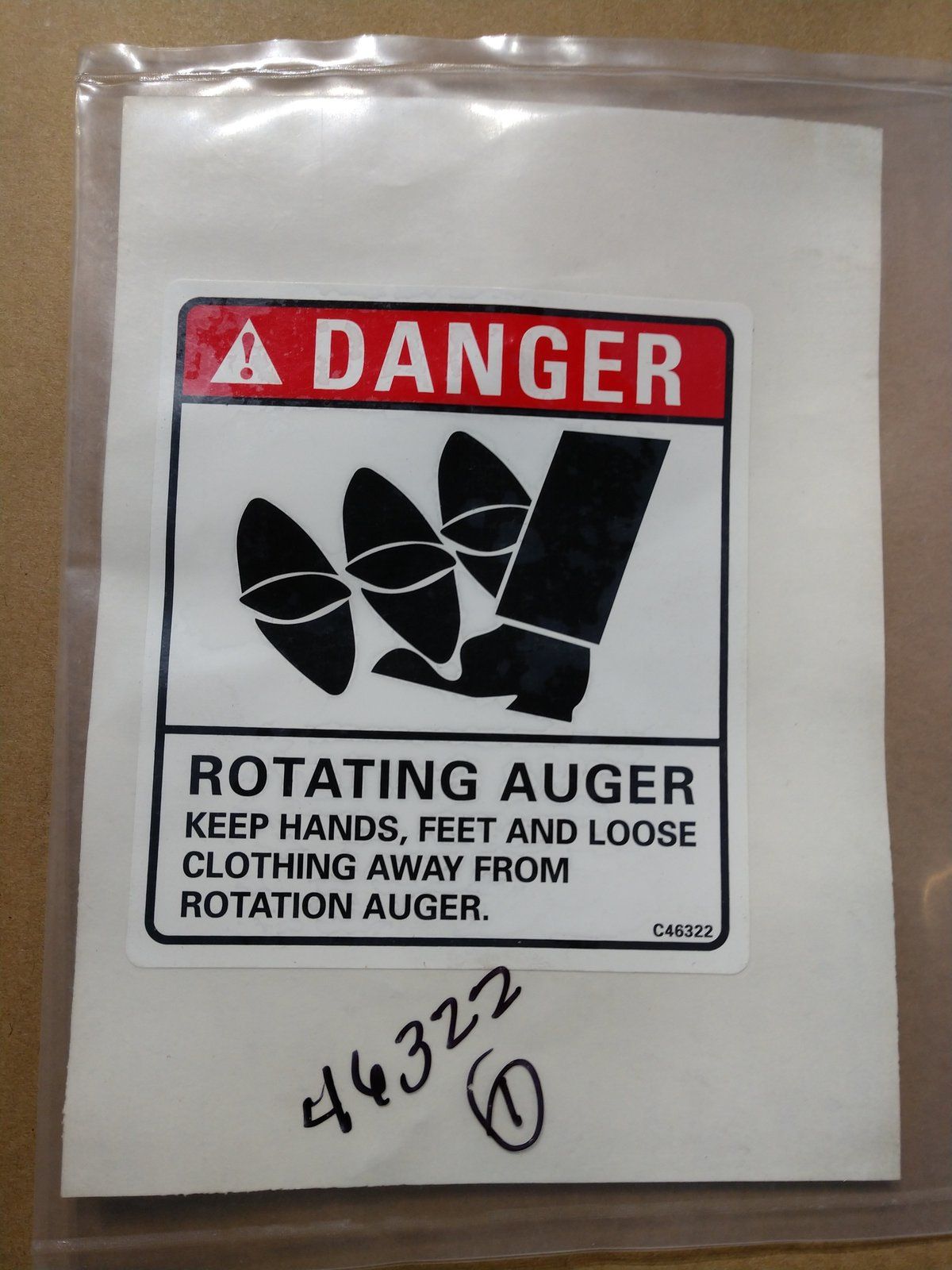 C46322 DECAL - ROTATING AUGER SB48 SB38 321-4199 - Ingersoll/Case Tractor Part