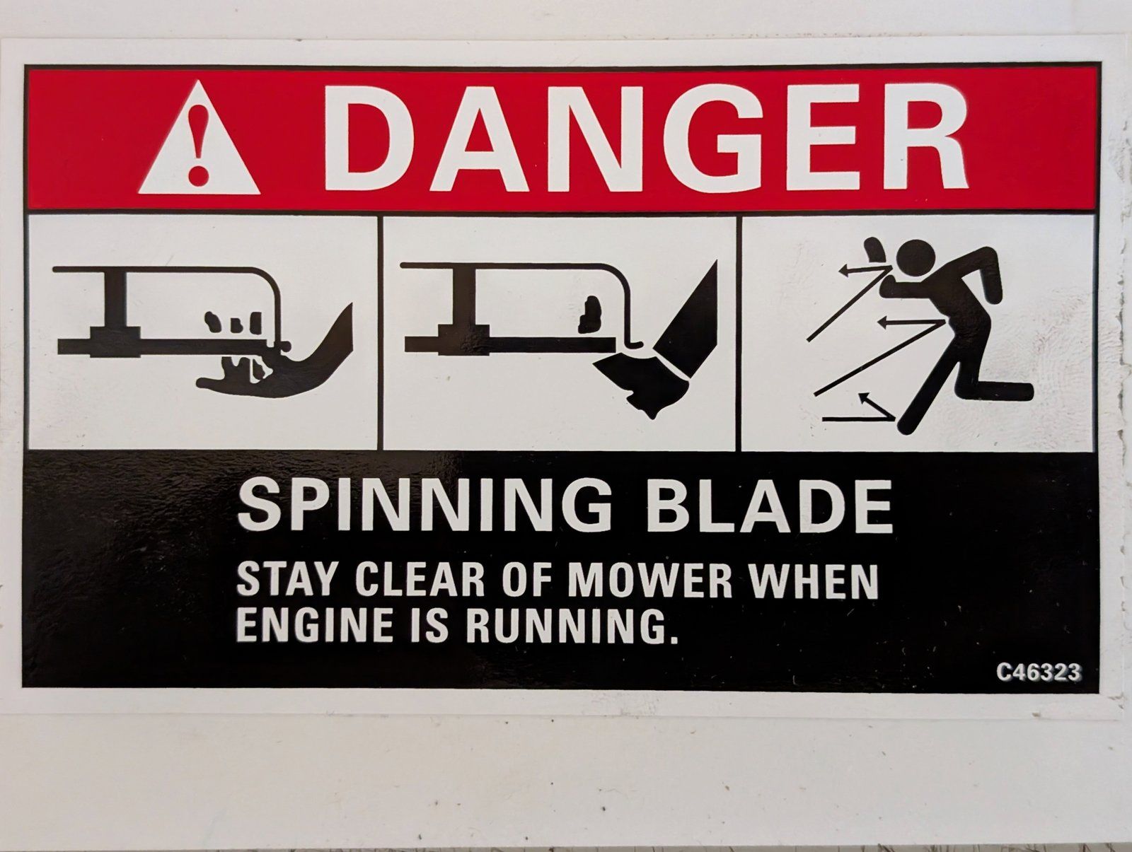 C46323 DECAL - DANGER SPINNING BLADE C37491 - Ingersoll/Case Tractor Part