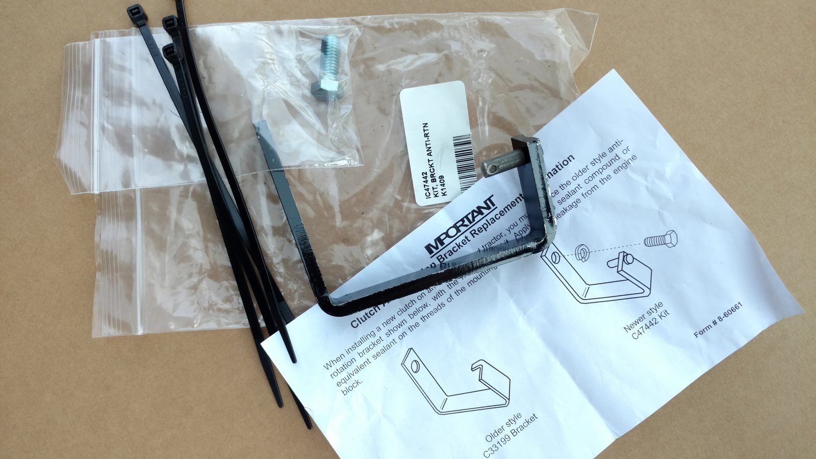 C47442 ANTI ROTATION BRACKET - C33199 REPLACEMENT C47422 - Ingersoll/Case Tractor Part