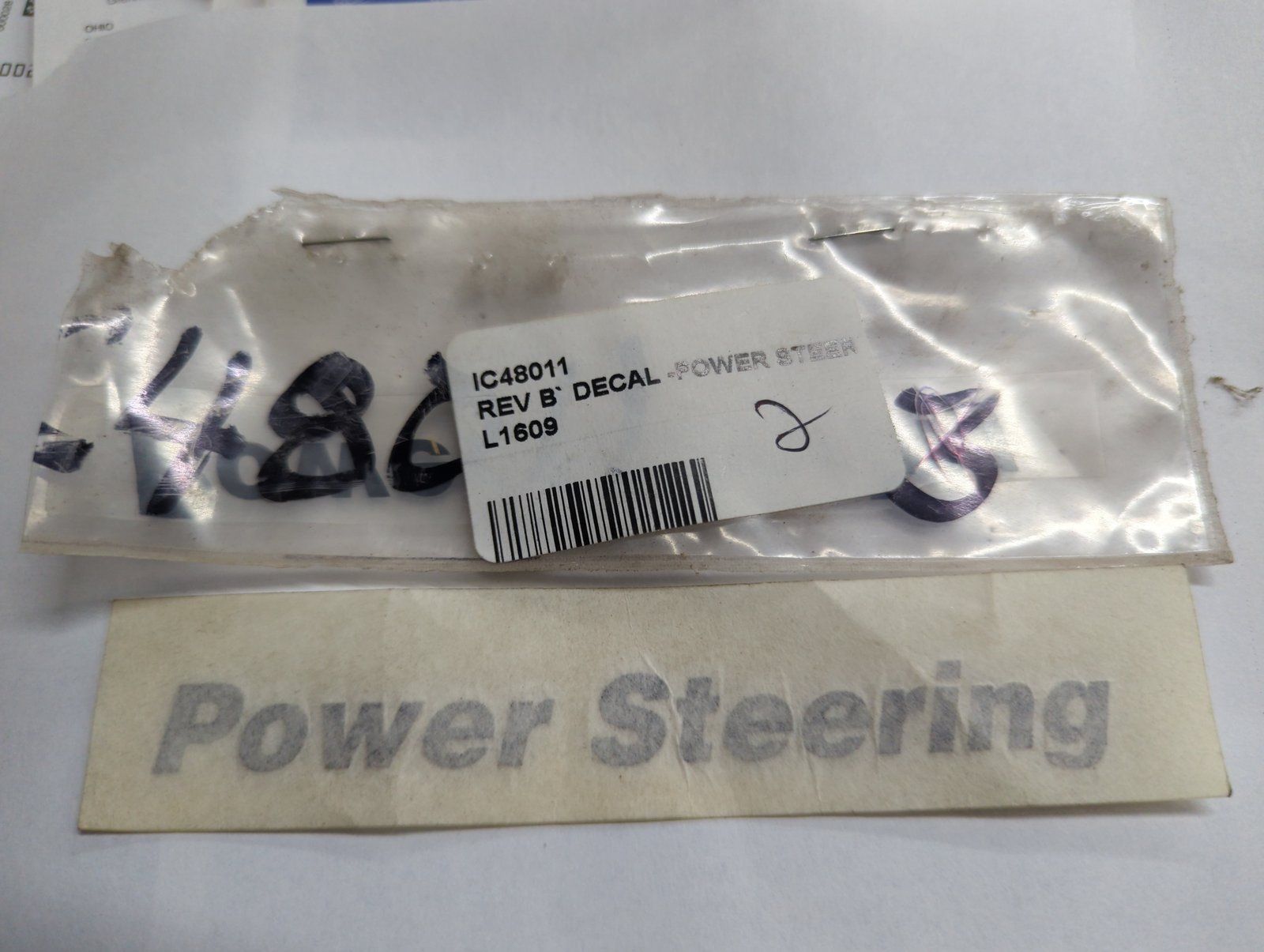 C48011 DECAL - POWER STEERING - Ingersoll/Case Tractor Part