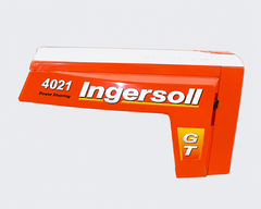 Orange Ingersoll GT 4021 industrial machine part with white lettering on a light background