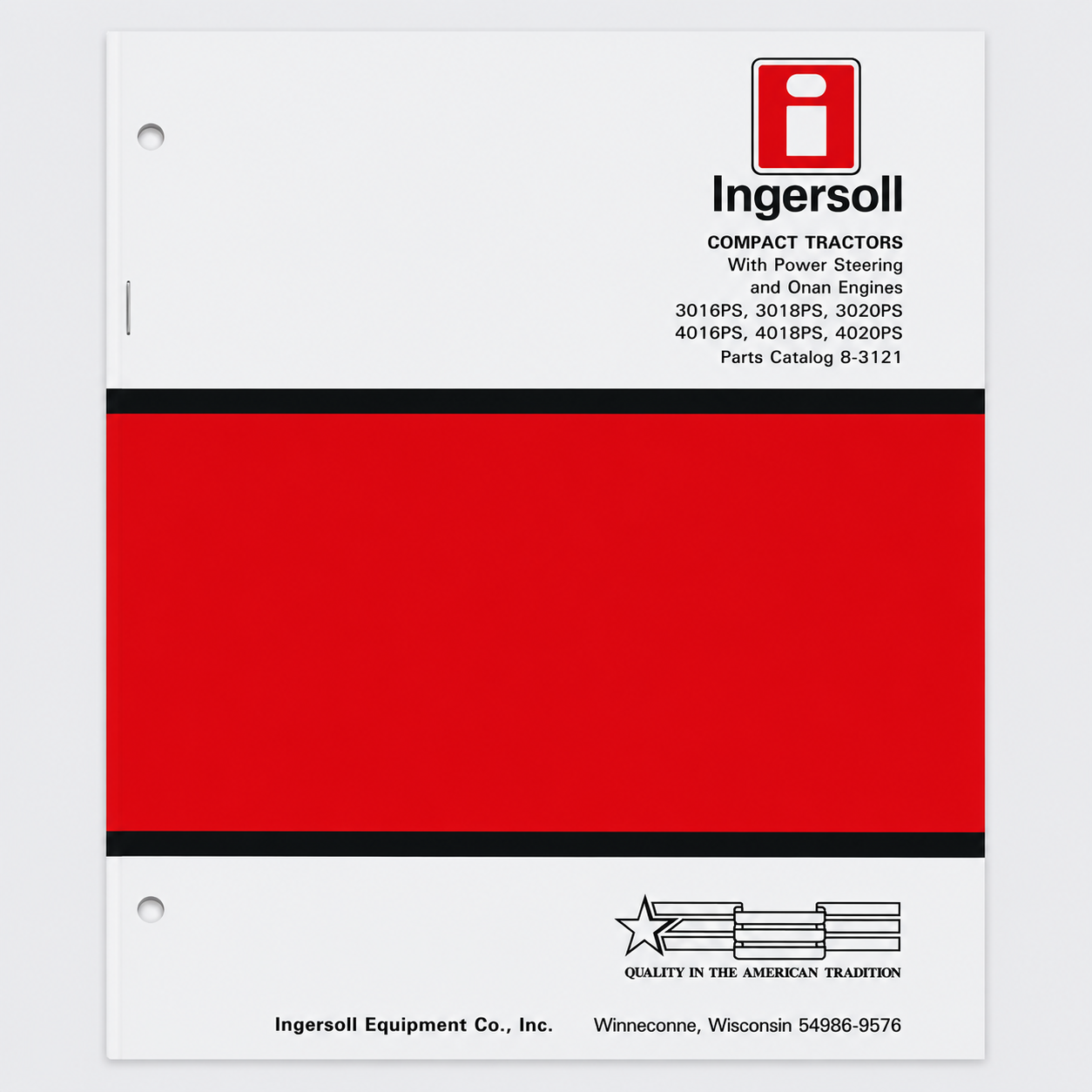 Ingersoll manual cover with white top and bottom, large red center panel, and black divider lines