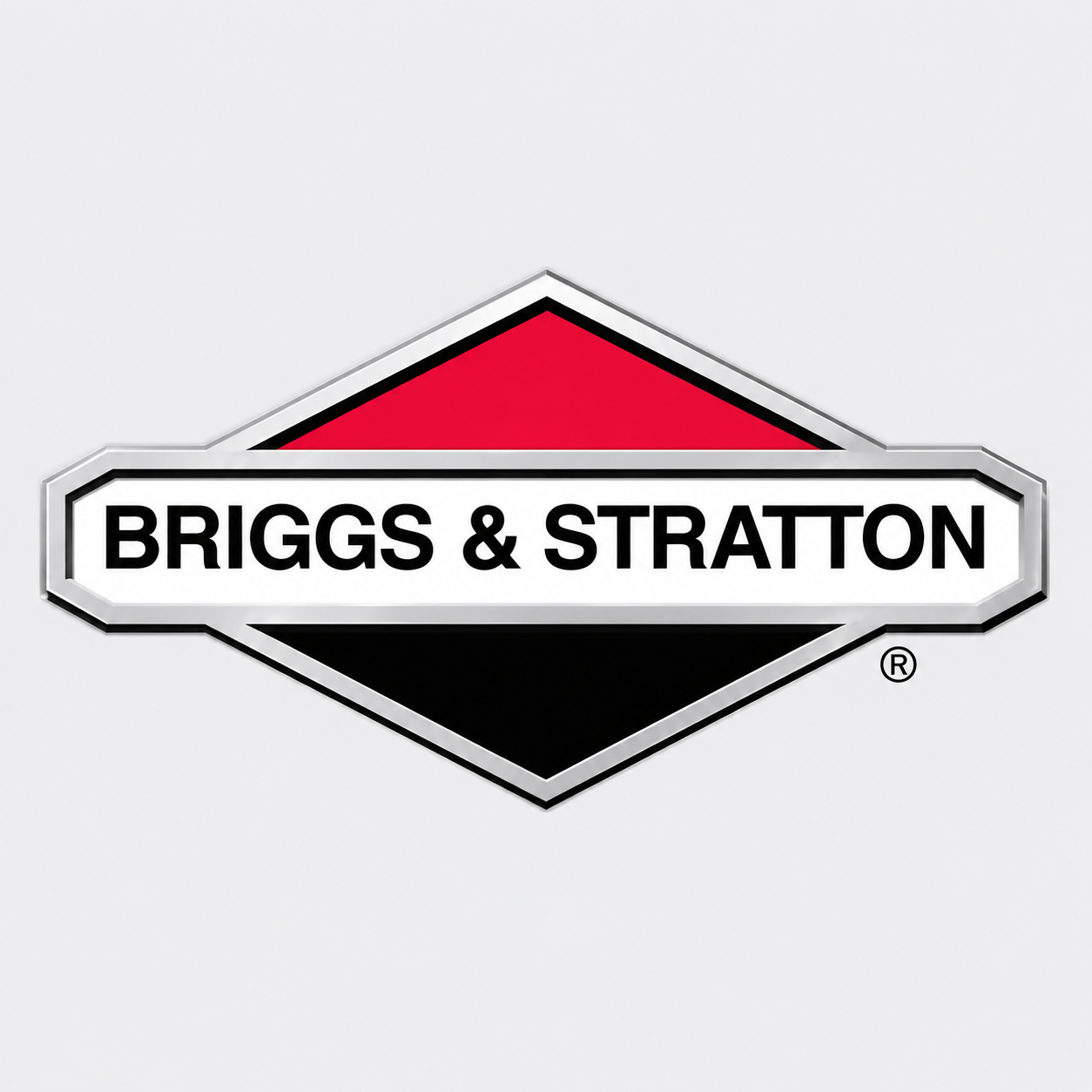 Briggs & Stratton logo with black text in a red, white, and black diamond emblem