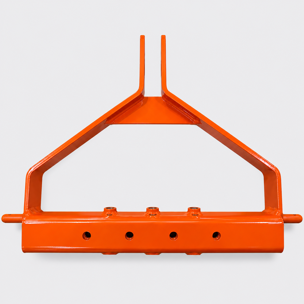 Orange metal wire basket attachment with a flat base and top handles on a white background