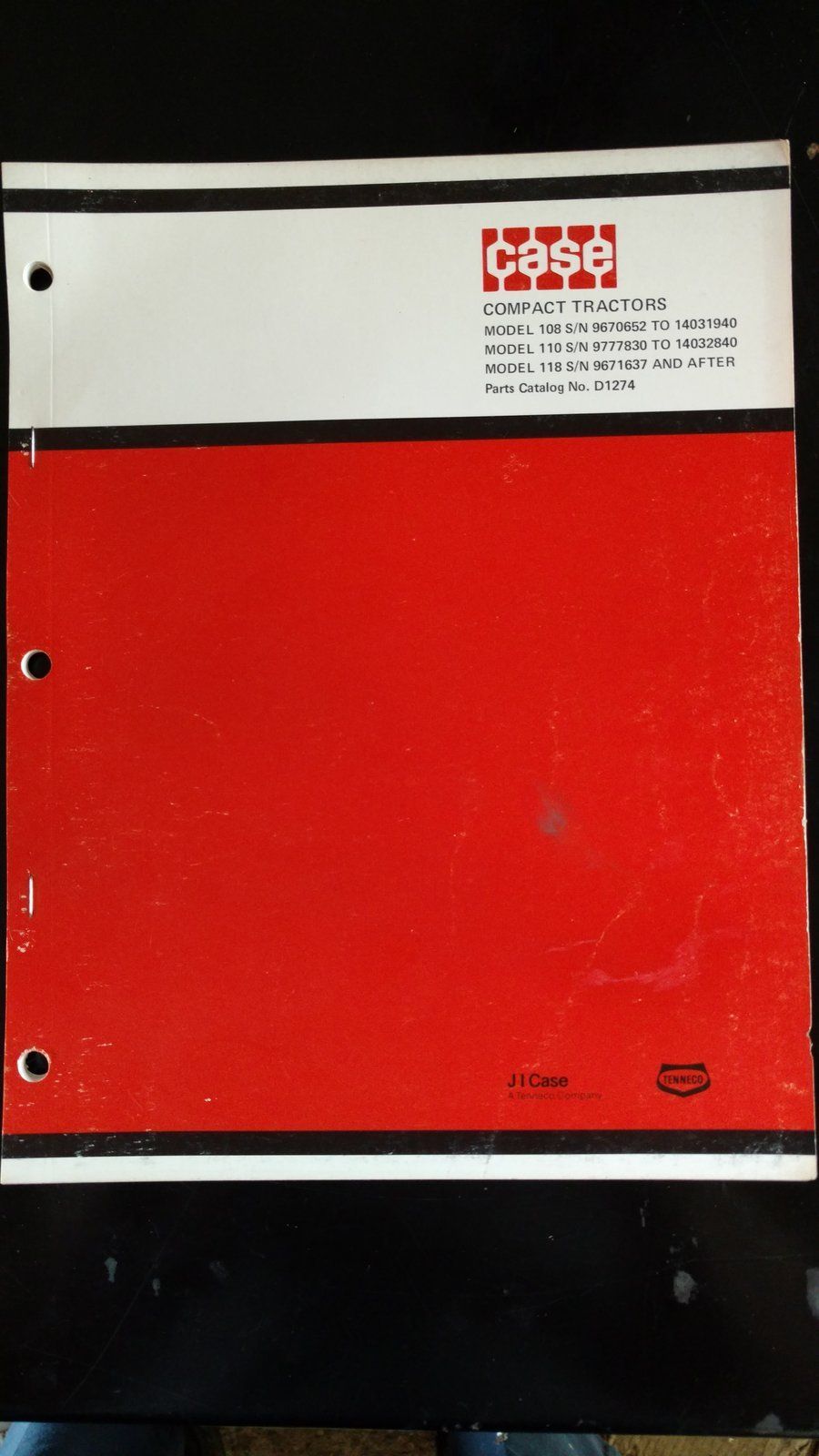 D1274 - 108 110 118 BY PINS MANUAL - Ingersoll/Case Tractor Part