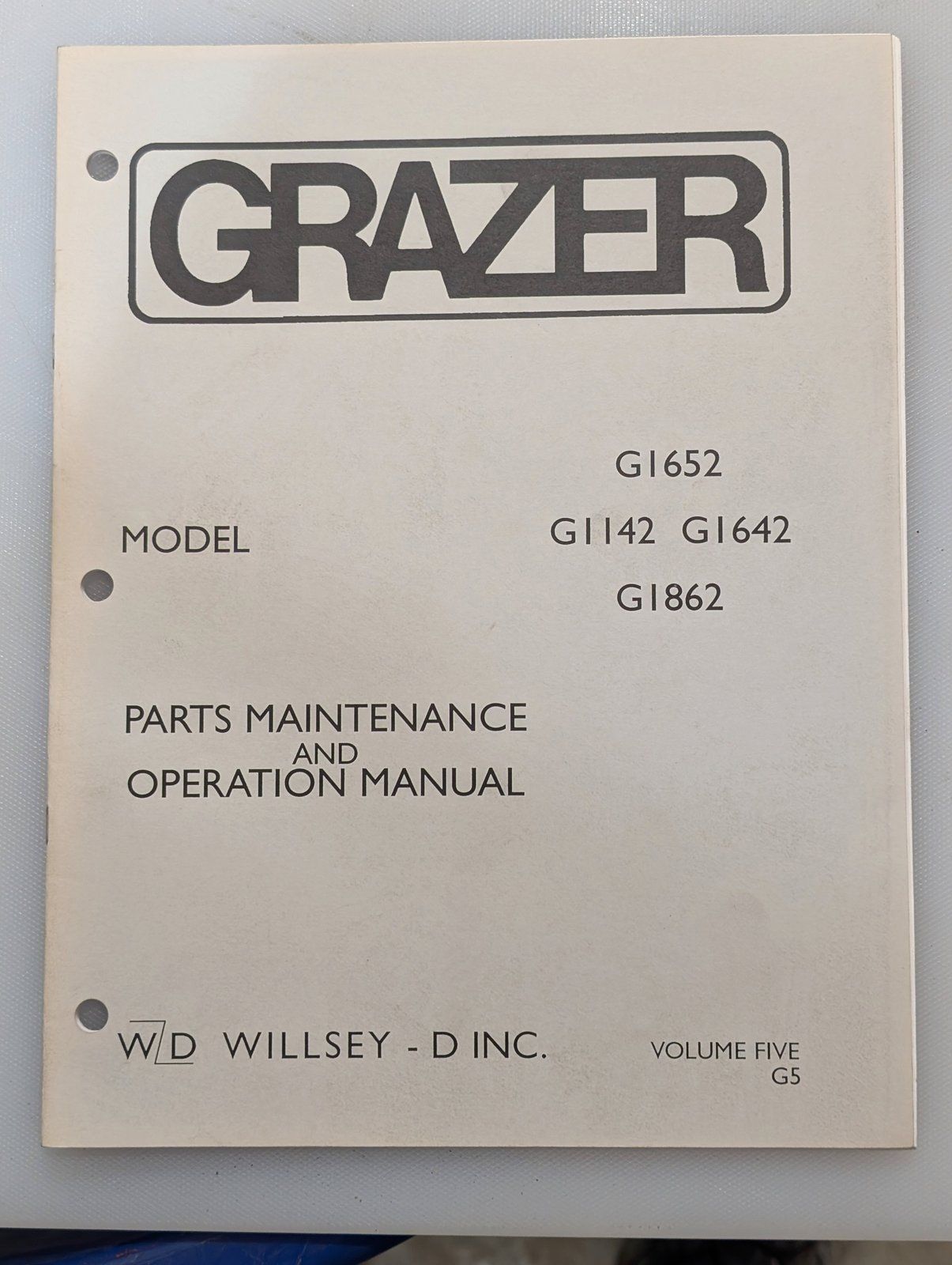 GRAZER OM & PC G1142 G1642 G1652 G1862 - Ingersoll/Case Tractor Part