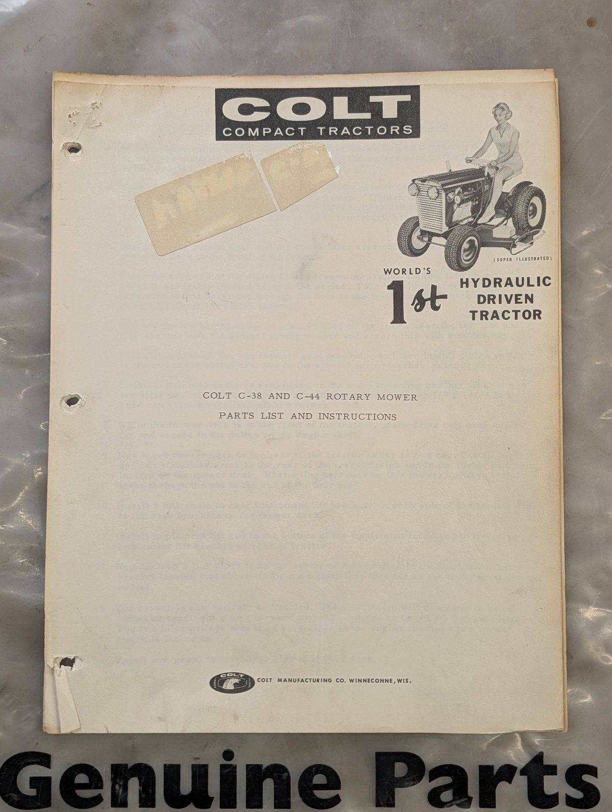 OM PM COLT C38 C44 ROTARY MOWER - Ingersoll/Case Tractor Part
