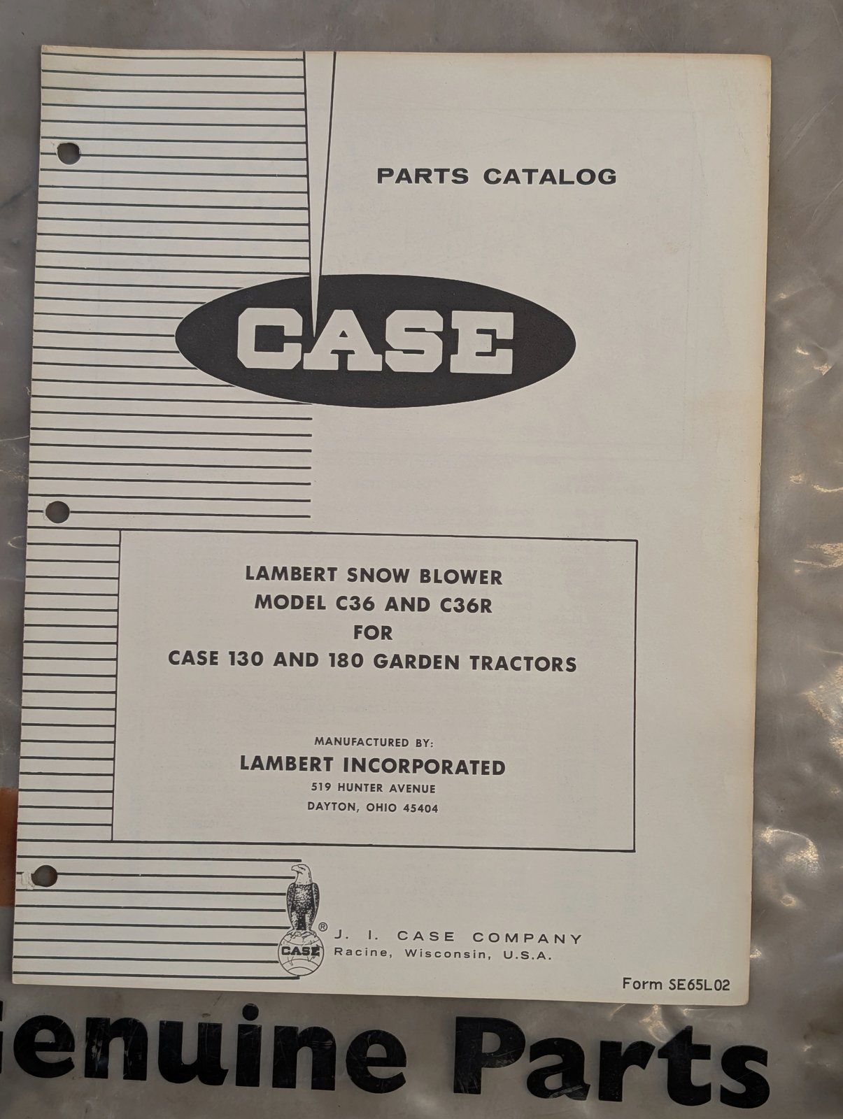 SE65L02 PC LAMBERT SNOW BLOWER C36 C36R 130 180 TRACTOR - Ingersoll/Case Tractor Part