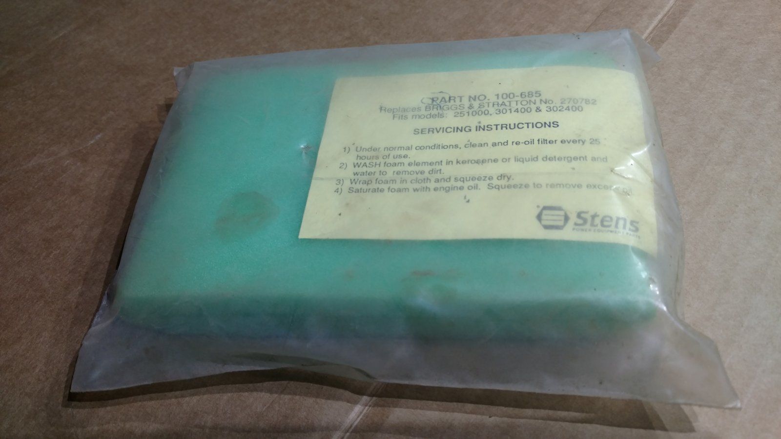 STENS 100-685 - BRIGGS 270782 AIR FILTER / PRE FILTER WRAPPER - Ingersoll/Case Tractor Part