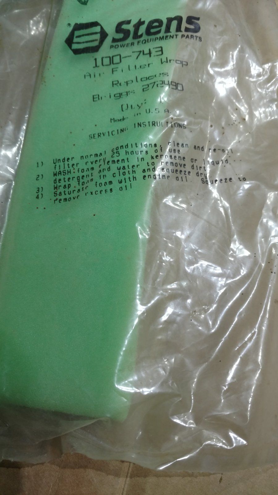 STENS 100-743 - BRIGGS 272490 AIR FILTER / PRE FILTER WRAPPER 7-02282 - Ingersoll/Case Tractor Part