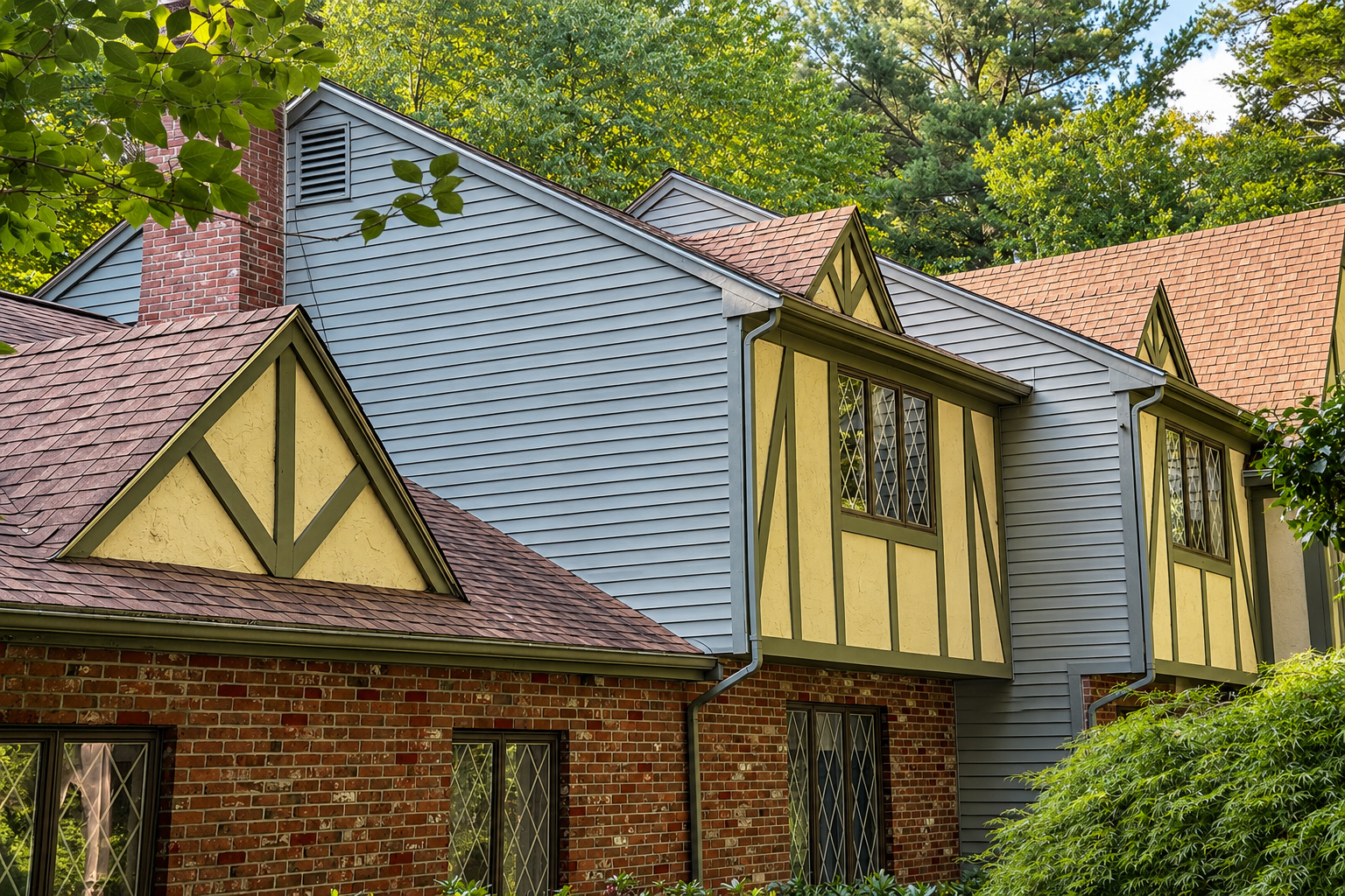 Exterior house painting on a gray and tan home in Walpole, MA