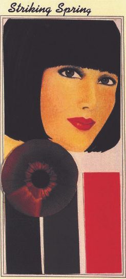 A painting of a woman with the words striking spring on the bottom