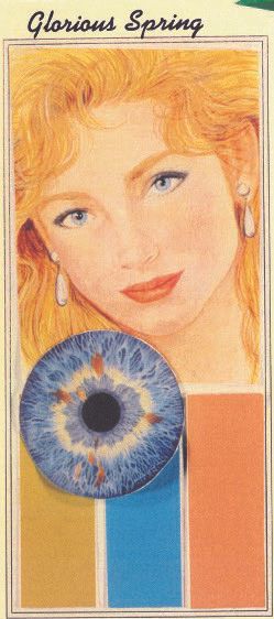 A picture of a woman with a blue eye and the words glorious spring