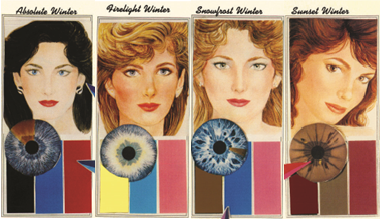 A painting of a woman 's face with different colored eyes.
