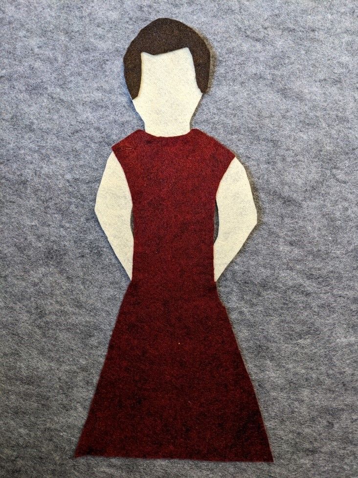 Dark Red Felt Doll