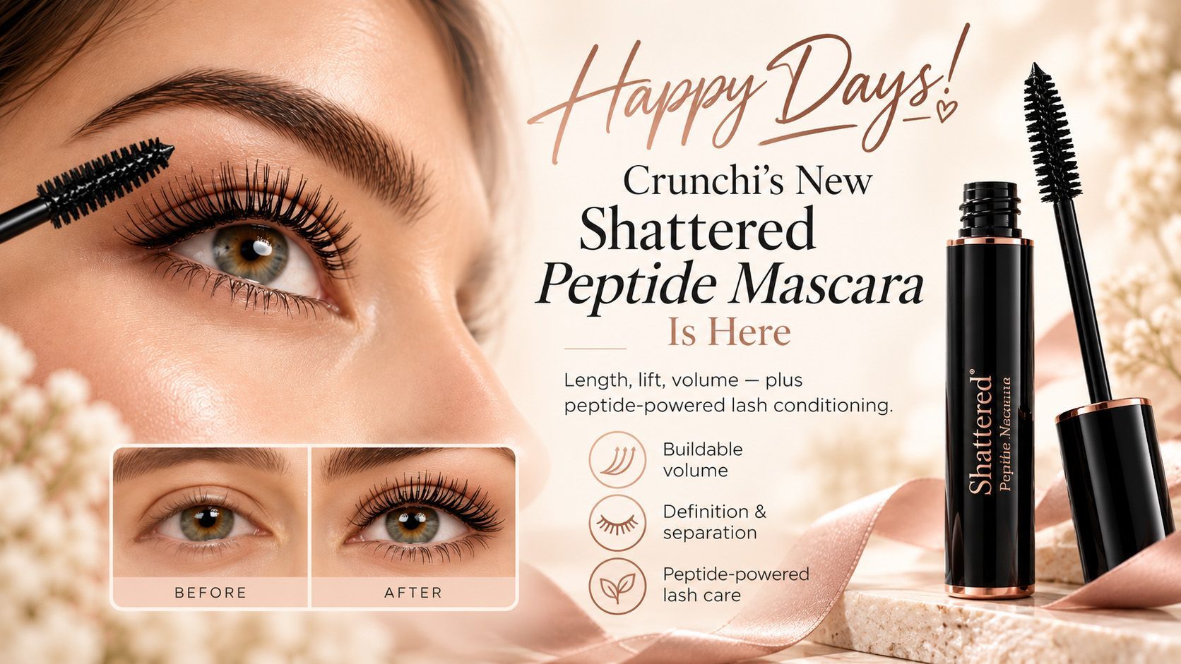 Crunchi Shattered Peptide Mascara tube on a white background