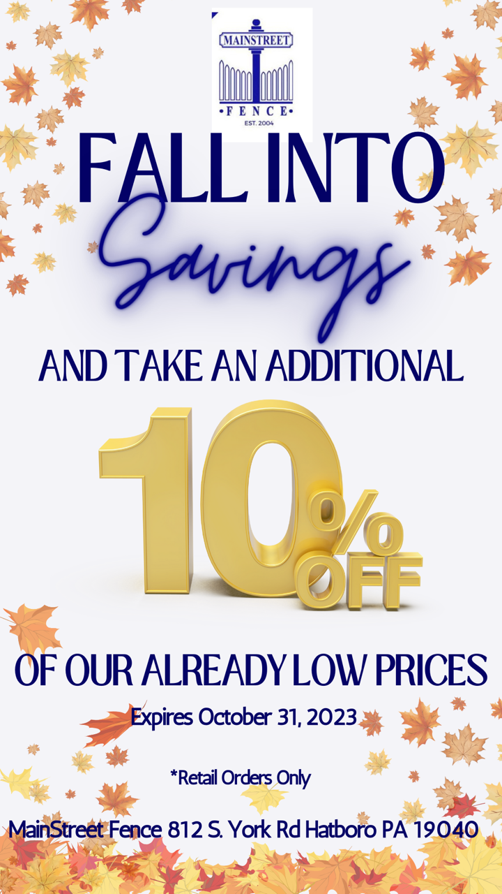 Fall into savings and take an additional 10 % off of our already low prices
