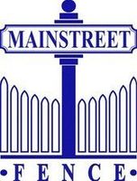 The mainstreet fence logo is a blue sign with a fence in the background.