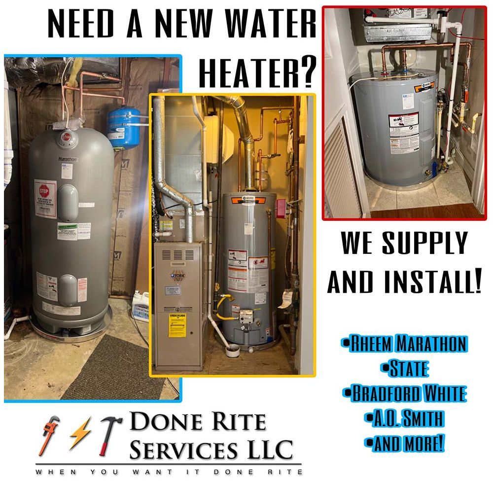 A poster that says need a new water heater ? we supply and install !