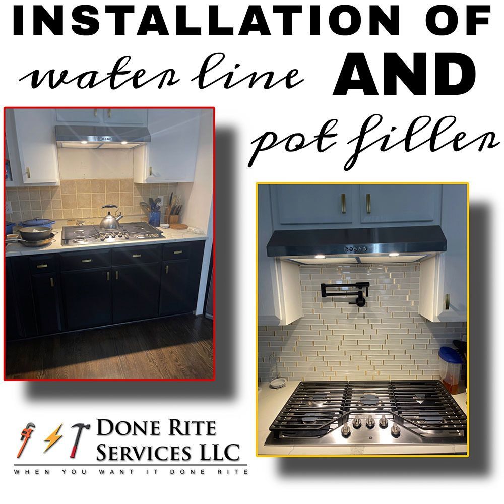A picture of a kitchen before and after being remodeled by done rite services llc