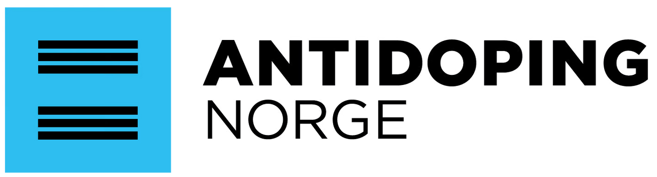 Logoen for antidoping norge er blå og svart.