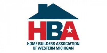 Home Builders Association of West Michigan logo with blue roof and red HBA text